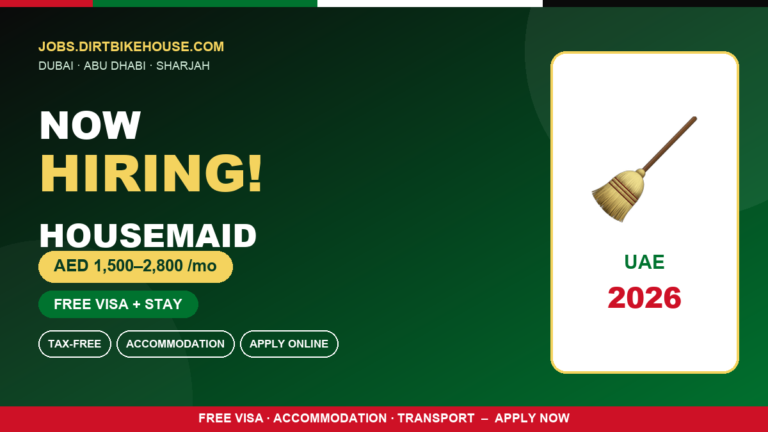 Housemaid Jobs in UAE – Free Accommodation & Food